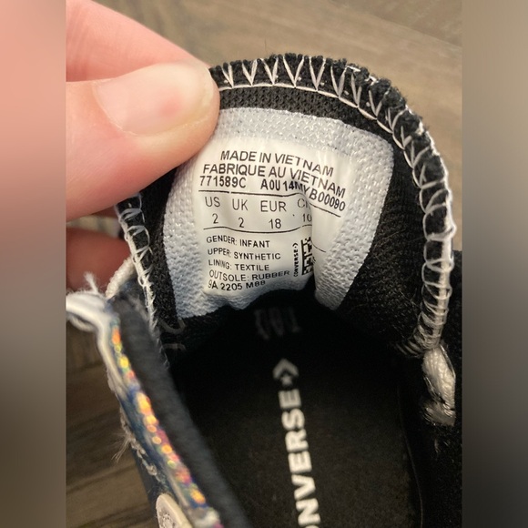 Baby Infant Converse Holographic Multicolor Slip On High Top Sneakers Size 2 - Picture 7 of 7